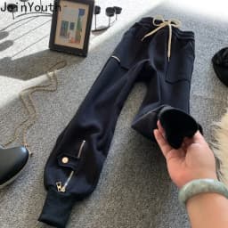 Sweatpants Women Fashion Black Joggers 2025 New Bottoms Zipper Pocket Casual Streetwear Trousers Pantalon Femme Y2k Clothes