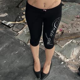 Punk Slim Y2K Pants Aesthetics Graphic Print Hip Hop Vintage Trousers Casual Rock Goth Capri pants Streetwear Vintage Hot pants