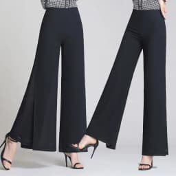 Summer Korean Chiffon Wide Leg Pants Women's Zipper/Elasticity High Waist Split Culottes Pant Chiffon Trousers Dancing Hakama