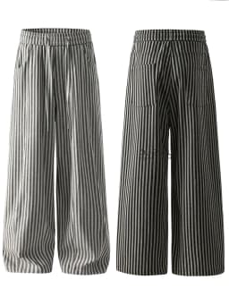 Summer Luxury Linen Fabric Stripe Casual Pants Women Loose Wide Leg Floor Pant Female Fashion Trend Cozy Trousers Girl XS-XXL