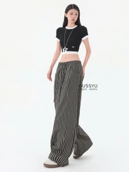 Summer Luxury Linen Fabric Stripe Casual Pants Women Loose Wide Leg Floor Pant Female Fashion Trend Cozy Trousers Girl XS-XXL