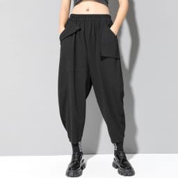 Black High Waist Harem Pants New Loose Casual Elastic Waist Spliced Pocket Trousers Women Fashion Korean Spring Autumn 2026