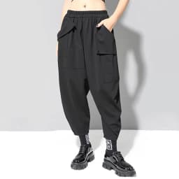 Black High Waist Harem Pants New Loose Casual Elastic Waist Spliced Pocket Trousers Women Fashion Korean Spring Autumn 2026