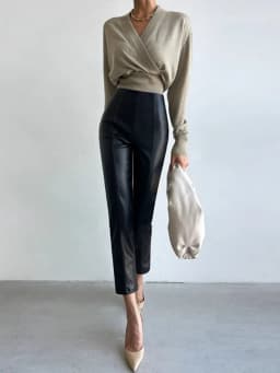 PU Autumn Winter Leather Pencil Pant Women Bodycon Fashion Office High Waist Ladies Trousers Casual Woman Pants