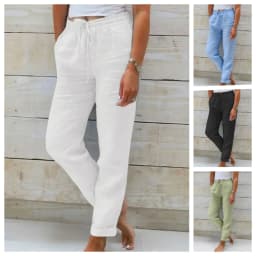 Summer Cotton Linen Pants Women 2026 High Waist Elastic Casual Trousers Streetwear Female Bottoms Drawstring Loose Pencil Pants