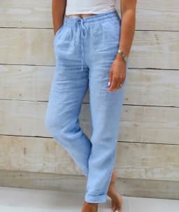 Summer Cotton Linen Pants Women 2026 High Waist Elastic Casual Trousers Streetwear Female Bottoms Drawstring Loose Pencil Pants