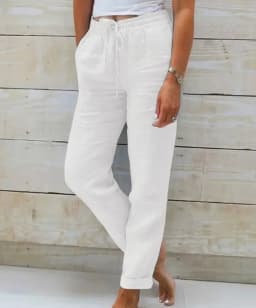 Summer Cotton Linen Pants Women 2026 High Waist Elastic Casual Trousers Streetwear Female Bottoms Drawstring Loose Pencil Pants
