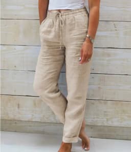 Summer Cotton Linen Pants Women 2026 High Waist Elastic Casual Trousers Streetwear Female Bottoms Drawstring Loose Pencil Pants