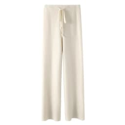 2023 New Spring and Autumn Loose Straight Wide-Leg Pants Casual White Knitted Fabric Baggy Pants Women's