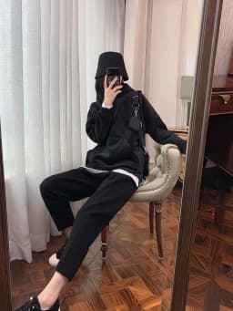 2023 New Spring and Autumn Loose Straight Wide-Leg Pants Casual White Knitted Fabric Baggy Pants Women's