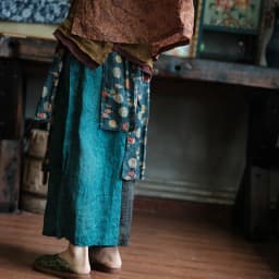 100% Ramie Women Ankle-length Casual Pants New 2026 Summer Vintage Style Patchwork Color Loose Female Wide Leg Pants M2383