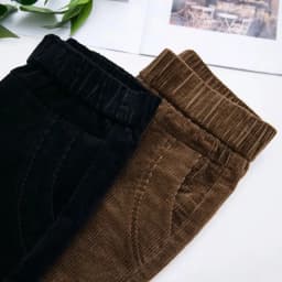 Spring Fall Elastic High Waist Straight Trousers Women Classic Black Pantalones De Mujer Mother's Casual Brown Corduroy Pants