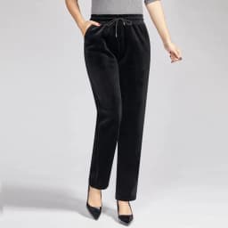 Winter Women's Gold Velvet Pants Casual Loose Straight Pants Female Autumn Winter Elastic Waist Trousers 5XL Black W24