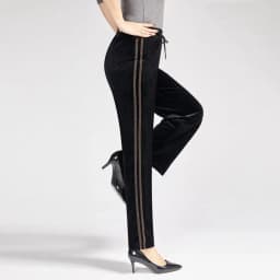 Winter Women's Gold Velvet Pants Casual Loose Straight Pants Female Autumn Winter Elastic Waist Trousers 5XL Black W24