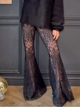 2026 Sexy Black Lace Pants For Women Fashion High Waist Wide Leg Long Pants Female Elegant Streetwear Party Womens Clothing New