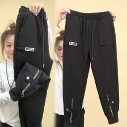 Autumn Winter Women Pants Add Velvet Pants Elastic Waist Zipper Guard Harem Pants Casual Sports Trousers Female Harem Pants