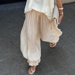 Comhasaki Women Baggy Balloon Long Pants Bubble Pleated Oversized Bloomers Elastic High Waist Wide Leg Lantern Harem Trousers