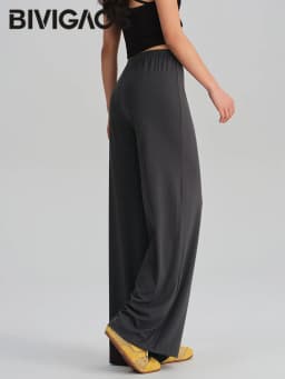 BIVIGAOS Spring Summer Drape Effect Yoga Pants Women Drawstring Loose Casual Lazy Style Ftness Straight Leg Sport Wide Leg Pants
