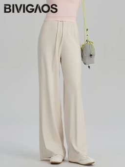 BIVIGAOS Spring Summer Drape Effect Yoga Pants Women Drawstring Loose Casual Lazy Style Ftness Straight Leg Sport Wide Leg Pants