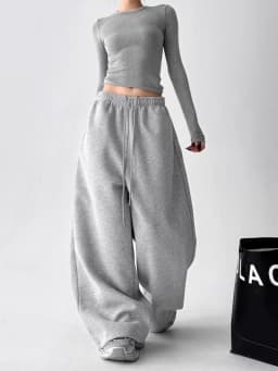 2026 New Women's Vintage Korean Baggy Sweatpants Autumn Loose Wide Leg Streetwear Casual Zipper Fly Female Trousers