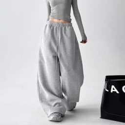 2026 New Women's Vintage Korean Baggy Sweatpants Autumn Loose Wide Leg Streetwear Casual Zipper Fly Female Trousers