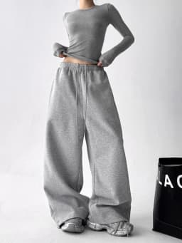 2026 New Women's Vintage Korean Baggy Sweatpants Autumn Loose Wide Leg Streetwear Casual Zipper Fly Female Trousers