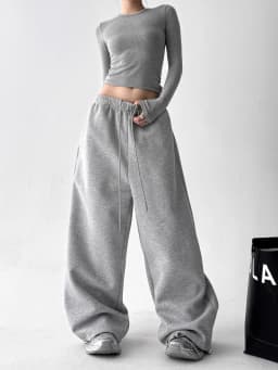 2026 New Women's Vintage Korean Baggy Sweatpants Autumn Loose Wide Leg Streetwear Casual Zipper Fly Female Trousers