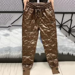 Autumn Cotton Trousers for Women's Snow Outerwear 2022 Winter New High Waist Thick Casual Feet Harem Pants Warm Casual Pants