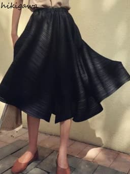 Korean Summer Wide Leg Pants 2025 New Bottoms High Waist Folds Irregular Trousers Solid Color Vintage Pantalon Femme Ropa Mujer