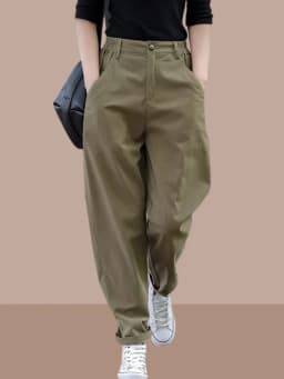 Women's Workwear Trousers High Waist Harlan Pants Korean Style Commute Fashion Spring Autumn Popular Large Size Zhengzhou Pants