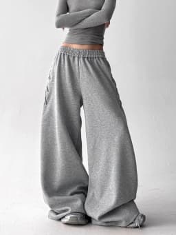 Retro American Gray Wide Leg Pants Women Lace Up Design Loose Hip Hop Trousers Vintage High Waist Spring Streetwear Female Pant