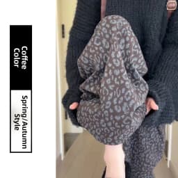 American Street Style Leopard Print Wide Leg Pants Women's Loose Slimming Drapey Straight Leg Casual Sporty Trousers