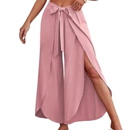 Womens Linen Wide Leg Pants Summer Business Flowy Bootcut Pants For Women Casual Beach Palazzo Pants Oversize Straight Trousers
