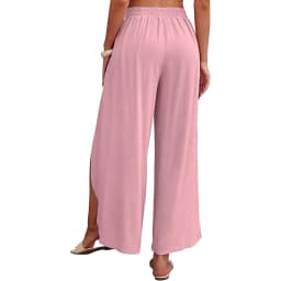 Womens Linen Wide Leg Pants Summer Business Flowy Bootcut Pants For Women Casual Beach Palazzo Pants Oversize Straight Trousers