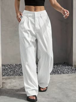 Fashion Pants Women's Stripe Straight Pants 2024 Autumn Winter High Waisted Casual Suit Pants Office Lady Women Trousers Bottoms