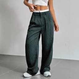 Fashion Pants Women's Stripe Straight Pants 2024 Autumn Winter High Waisted Casual Suit Pants Office Lady Women Trousers Bottoms