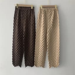 Miyake Pleated Handmade Wave Pants Women Korean Fashion New Elastic High Waist Casual Straight Trousers