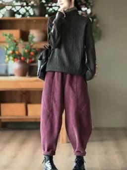 Corduroy Autumn Winter Pants Casual High Waist Warm Women Pantalones Vintage Ankle-length Jogger Fashion Trousers