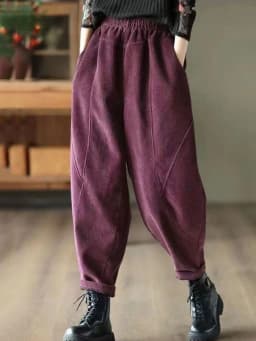 Corduroy Autumn Winter Pants Casual High Waist Warm Women Pantalones Vintage Ankle-length Jogger Fashion Trousers