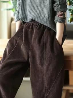 Corduroy Autumn Winter Pants Casual High Waist Warm Women Pantalones Vintage Ankle-length Jogger Fashion Trousers