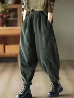 Corduroy Autumn Winter Pants Casual High Waist Warm Women Pantalones Vintage Ankle-length Jogger Fashion Trousers
