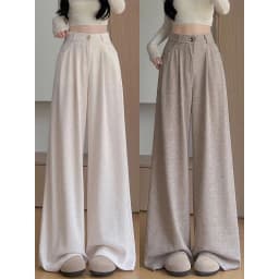 2025 Women Korean Fashion High Waist Pants Girls Retro Casual Straight Leg Trousers Lady Fashion Daily Solid Thin Pants