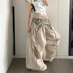 Women's Hip-hop Pants American Streetwear Layered Wide Leg Pants, Summer Breathable Cargo Trousers for Dance & Street Fashion