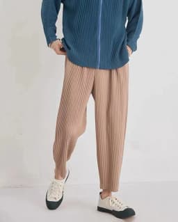 Pleats Original Pleated Pants Men's 2024 Summer Casual Drape Tapered Nine-minute Pants Drawstring Radish Small Leg Casual Pants
