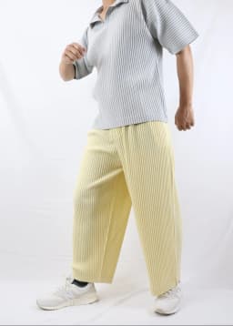Pleats Original Pleated Pants Men's 2024 Summer Casual Drape Tapered Nine-minute Pants Drawstring Radish Small Leg Casual Pants