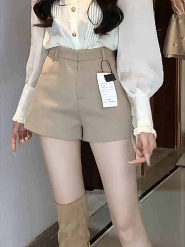 High Waist Khaki Suit orts Women's Loose Wide Leg Pants Casual A-Line Pants Autumn Winter plus Size Retro Sle Commute