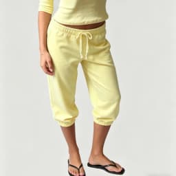 Women Sweatpants Capri Pants Casual Solid Elastic Waist Drawstring Cropped Joggers Long Shorts
