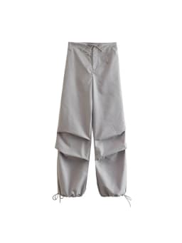 Women Fashion Parachute Cargo Pants Vintage Jogging Trousers High Elastic Waist Female Chic Lady Boot Cut