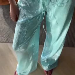 Chic Sequined Long Pants For Women High Waist Drawstring Ankle-length Loose Trousers 2025 Spring Summer Female Y2K Coquette Pant