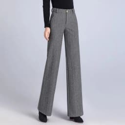 Women's Woolen Wide Leg Pants Autumn Winter Thicken High Waist Casual Straight Pants High End Office Lady Elegant Wool Trousers